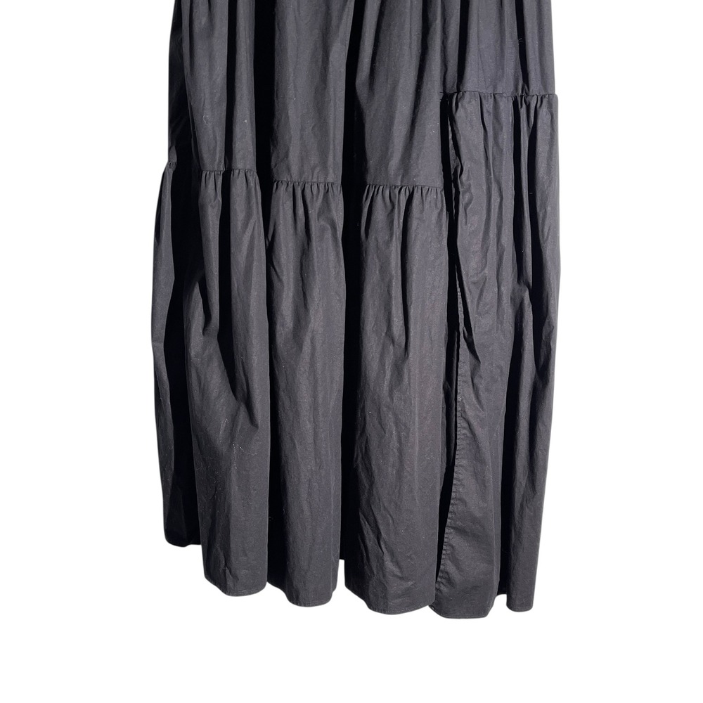 Cuyana Womens Poplin Tiered Strappy V Neck Midi Dress Neutral Size XL Black - Picture 10 of 10
